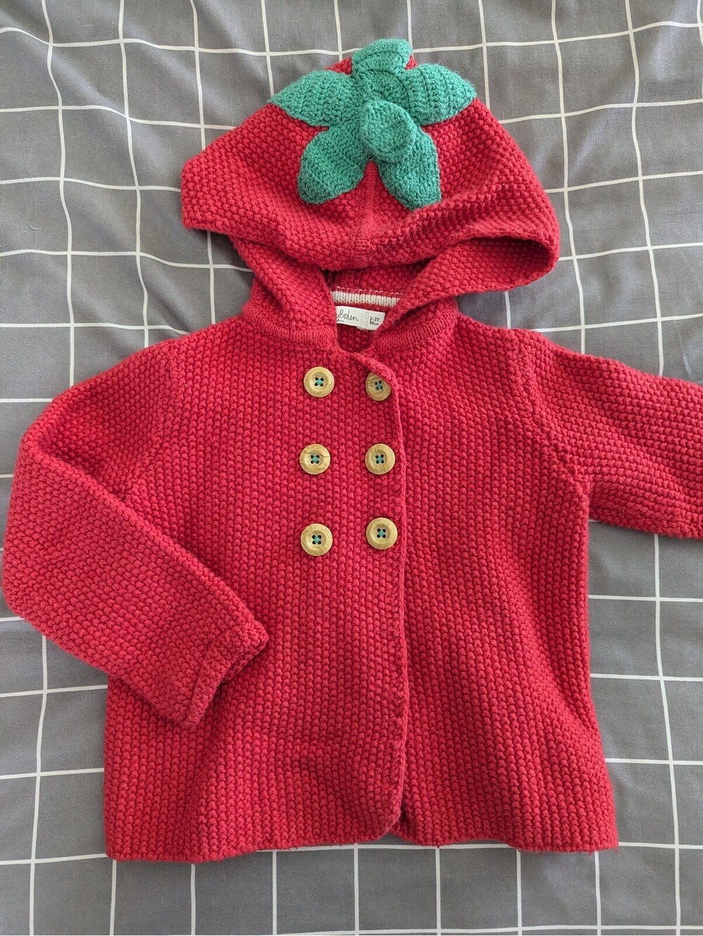 Baby Boden strawberry knitted cardigan